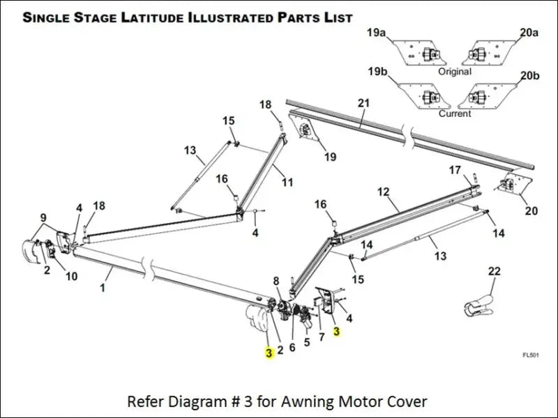 R001783-005 Carefree RV Awning Motor Cover For Use With Latitude