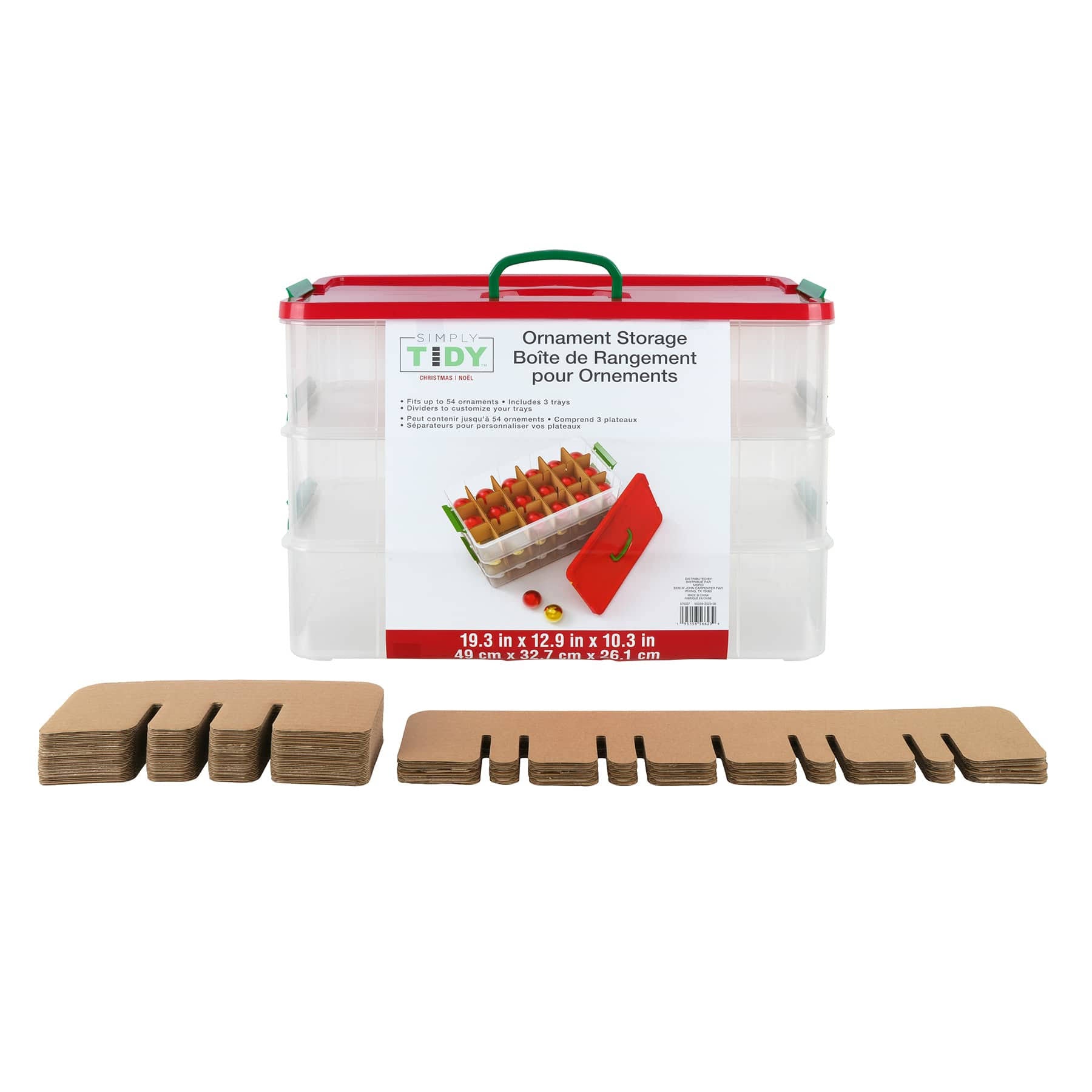 Simply Tidy 3-Layer Christmas Ornament Storage Box - 19.3" x 12.9" x 10.3" - Each - Product image 1