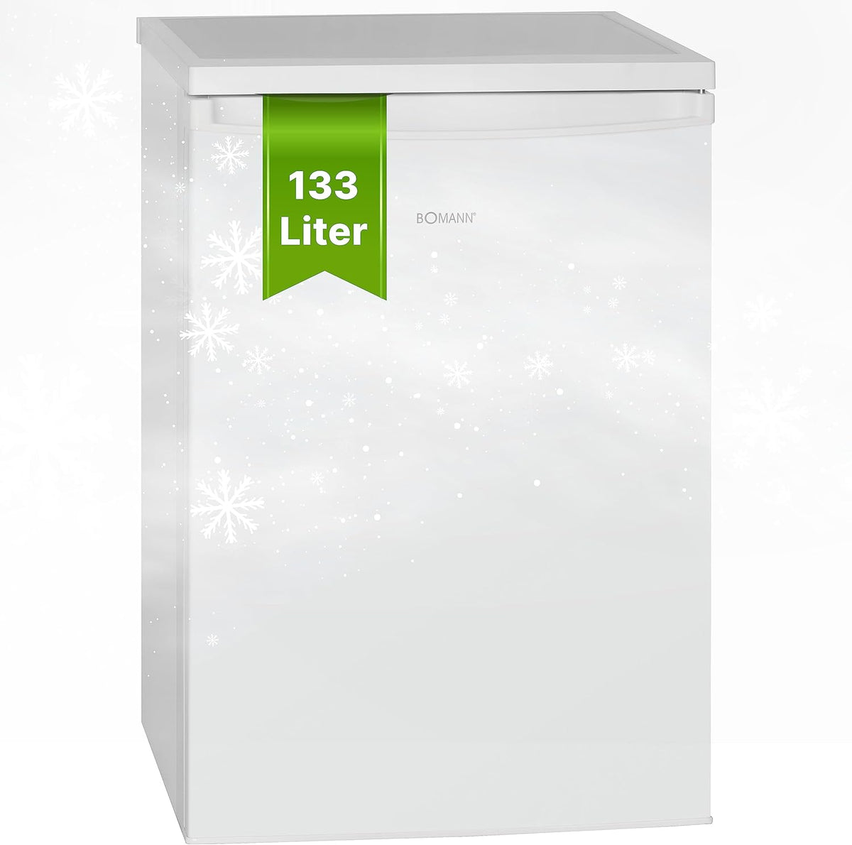 Bomann 133L white refrigerator VS2185-1-white, Net capacity: 133 liters, LED interior lighting, Continuous temperature control, 3 glass shelves