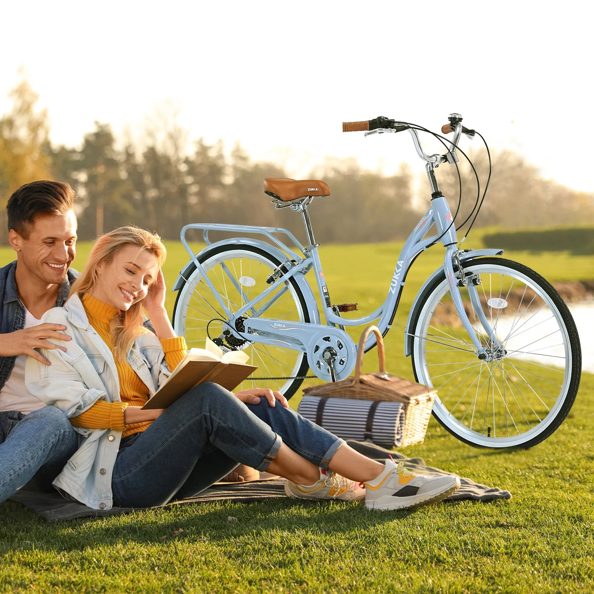 Aukfa 26" Cruiser Bike, 7 Speed Bicycle Hybrid Bikes for Women Girls Ladies, Arctic - Product image 14