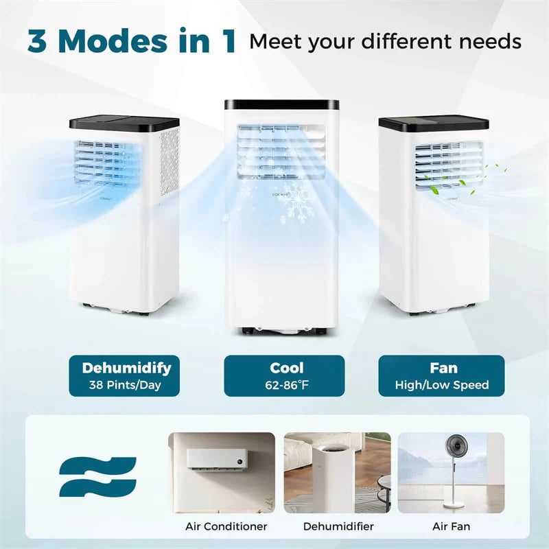 8000 BTU Portable Air Conditioner, 3-in-1 Floor AC Unit with Fan & Dehumidifier, Remote Control, 24H Timer - Product image 4