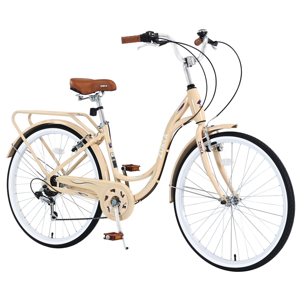 Aukfa 26" Cruiser Bike, 7 Speed Bicycle Hybrid Bikes for Women Girls Ladies, Arctic - Product image 5