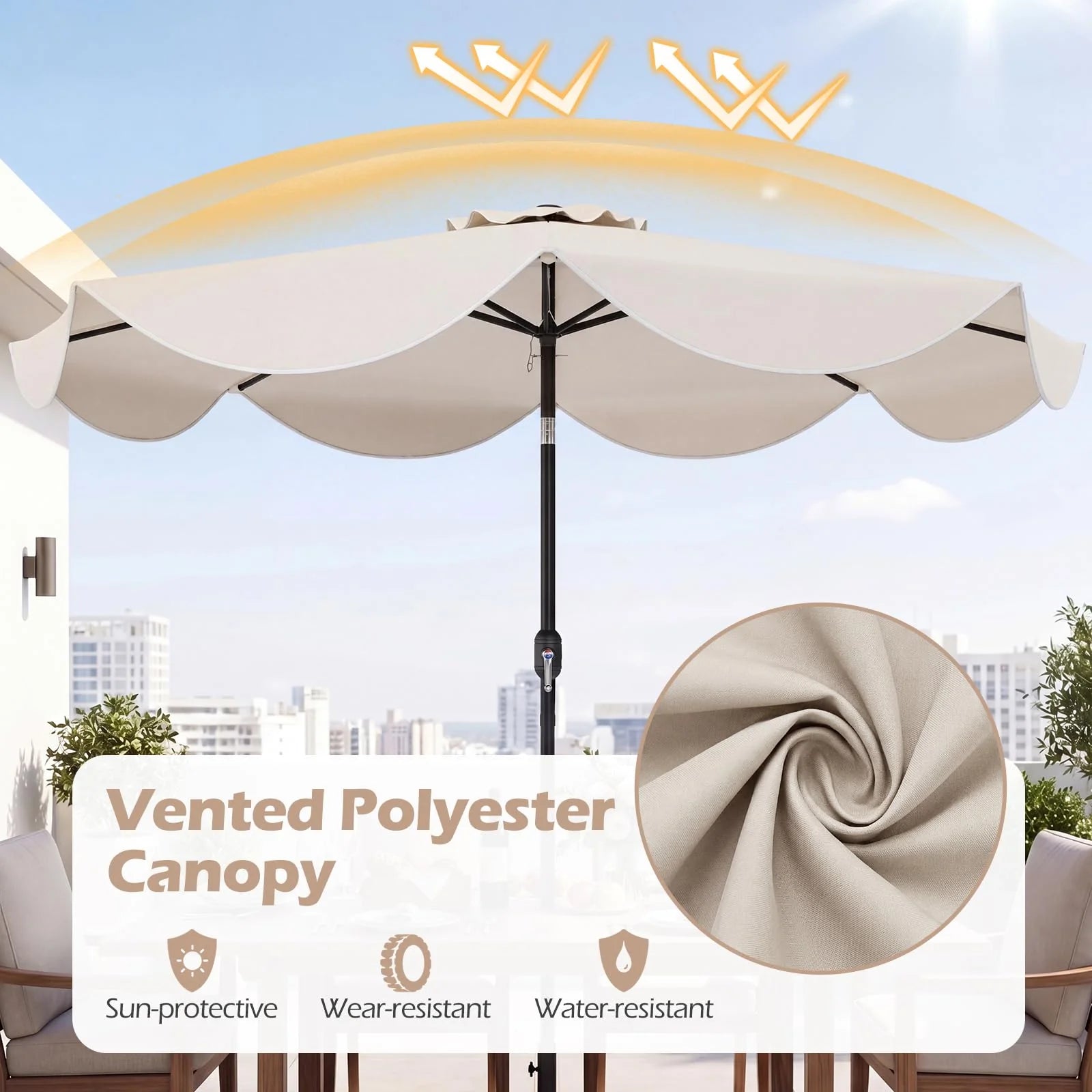 Tangkula 9 FT Solar Patio Umbrella with Base Included - Product image 5
