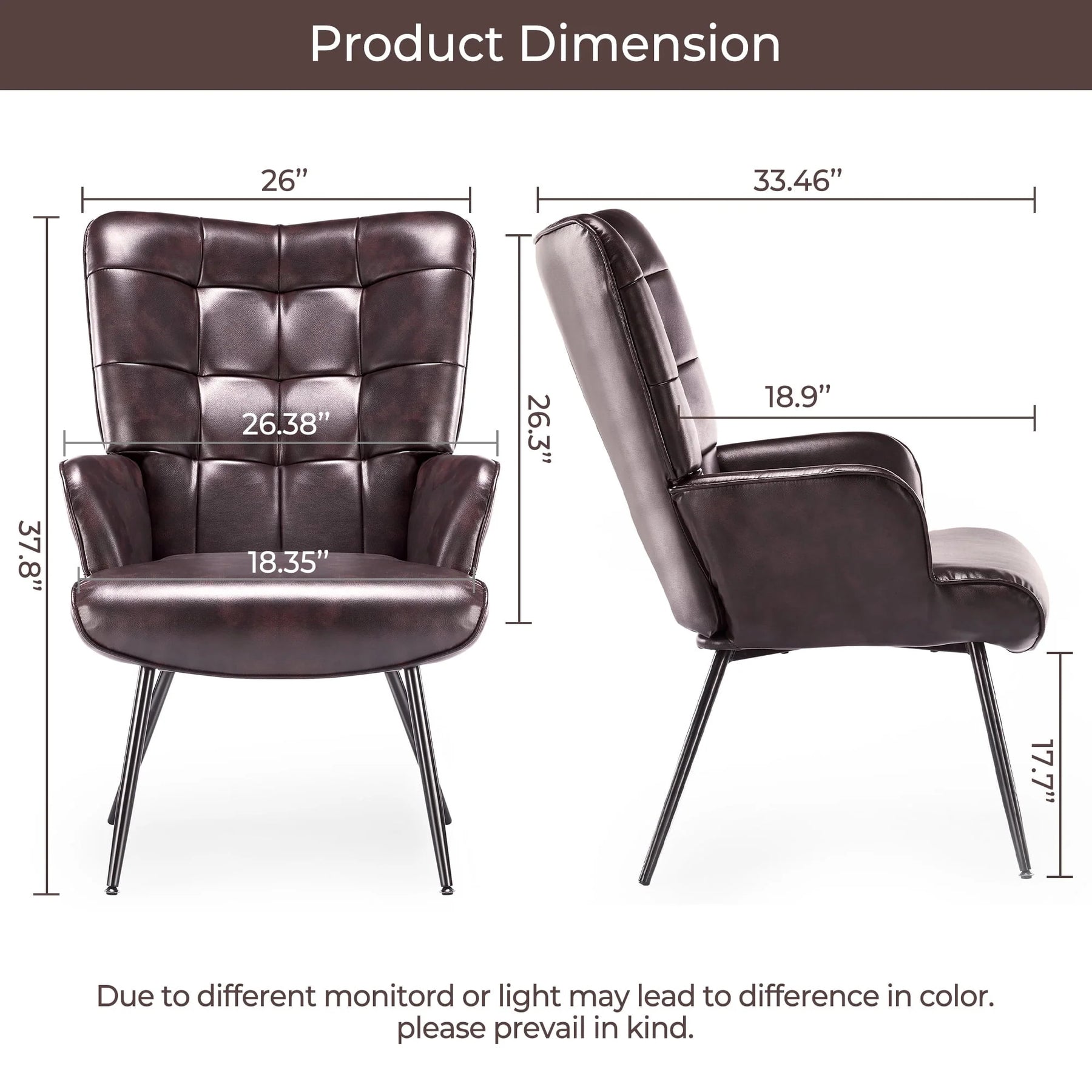 Unikome Livingroom Chair Modern Accent Chair, Faux Leather Wingback Accent Chair PU Leather Accent Chair - Product image 3