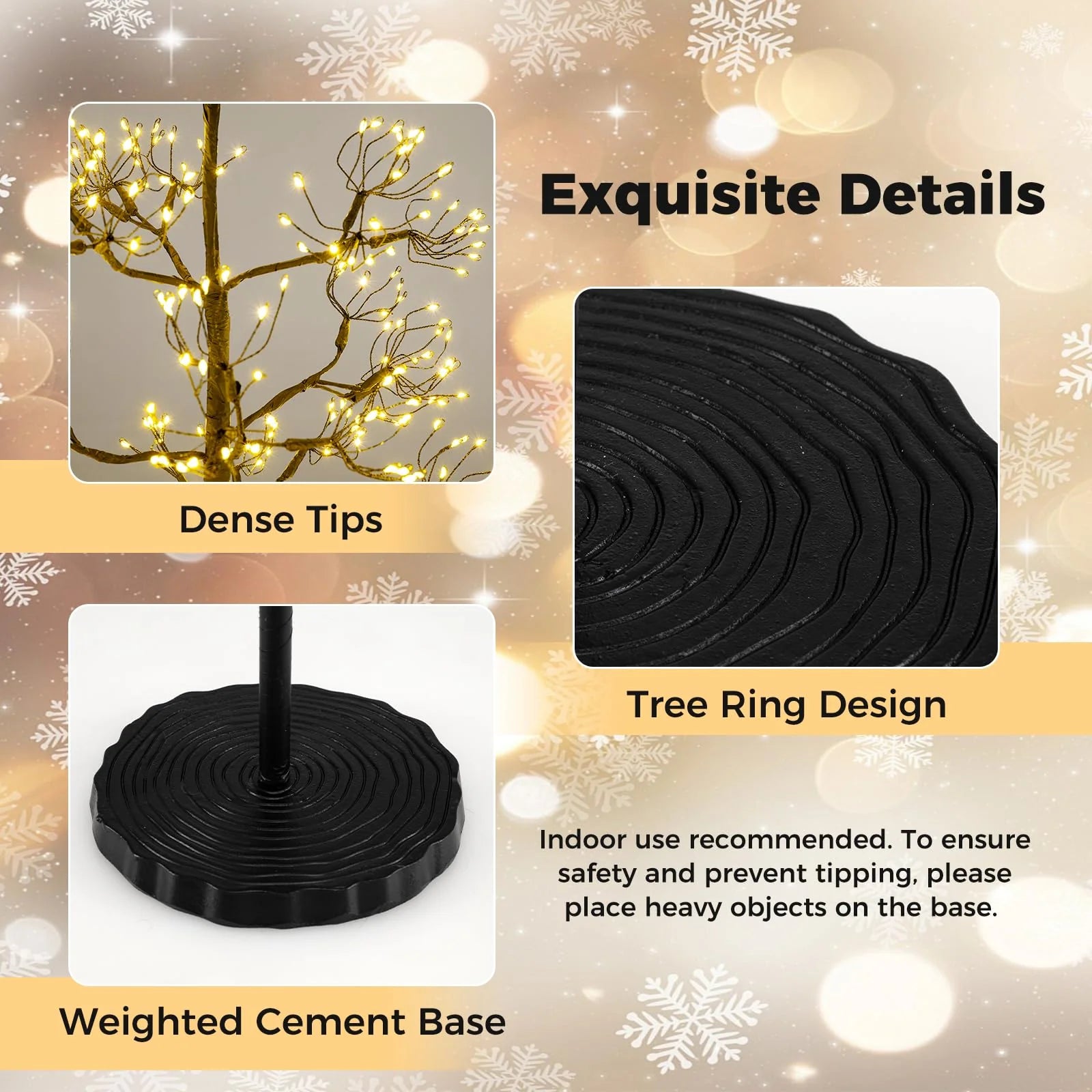 5/6/7 FT Lighted Alpine Tree for Christmas, Pre-lit Artificial Cedar Tree with Weighted Base - Product image 5
