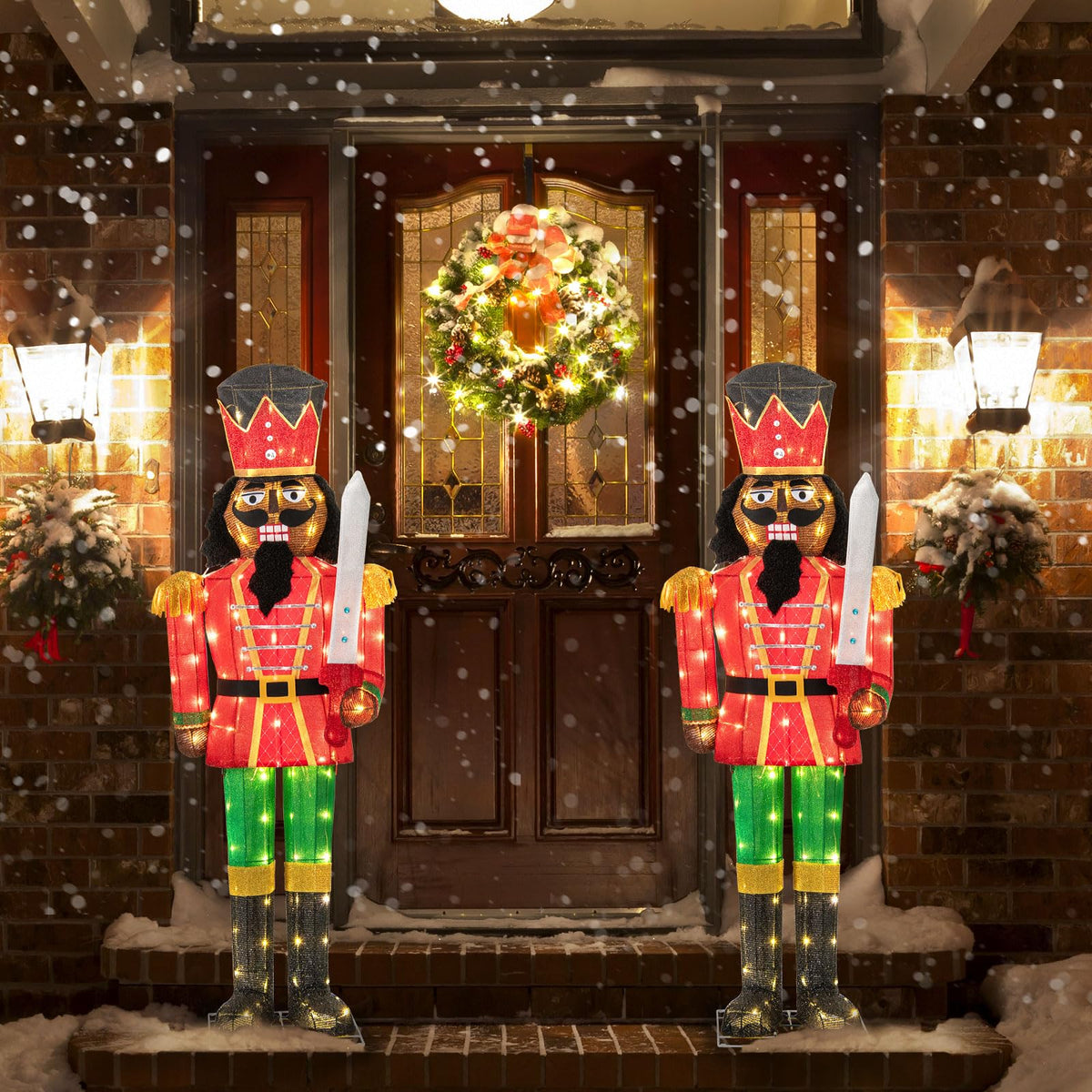 Tangkula 5 FT Lighted Christmas Nutcracker with Glitter Sword - Product image 3
