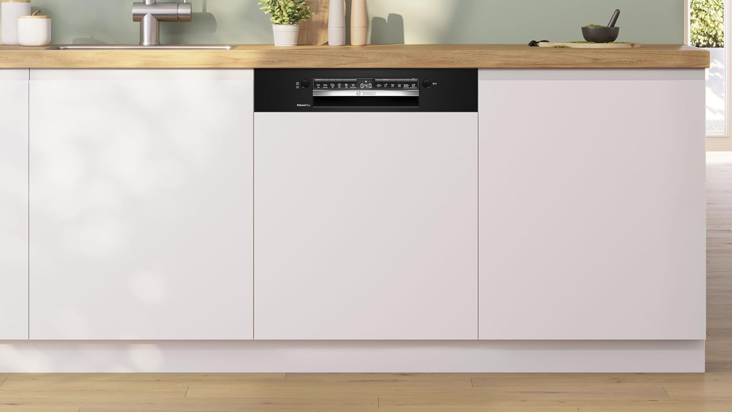 Bosch SMI4HCB19E, Series 4, Built-in dishwasher, 60cm, 14 place settings, Silence Plus 42 dB, Black panel