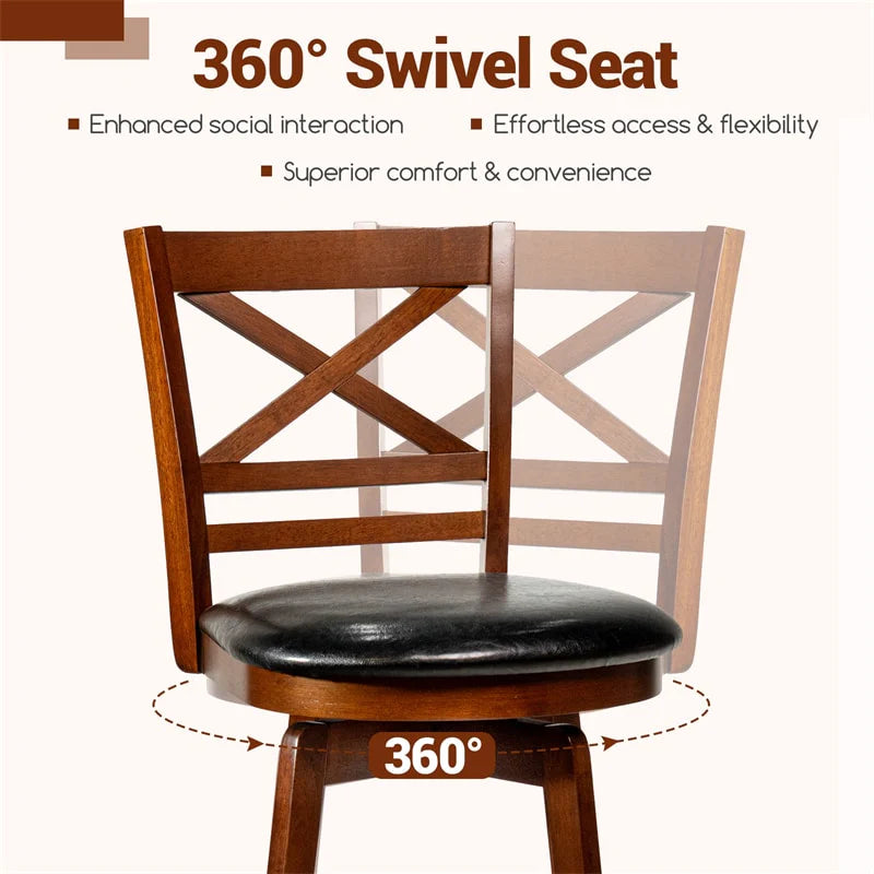 Set of 2 Swivel Bar Stools, 30.5" Bar Height Chairs with High Back & Faux Leather Upholstered Seat - Product image 4