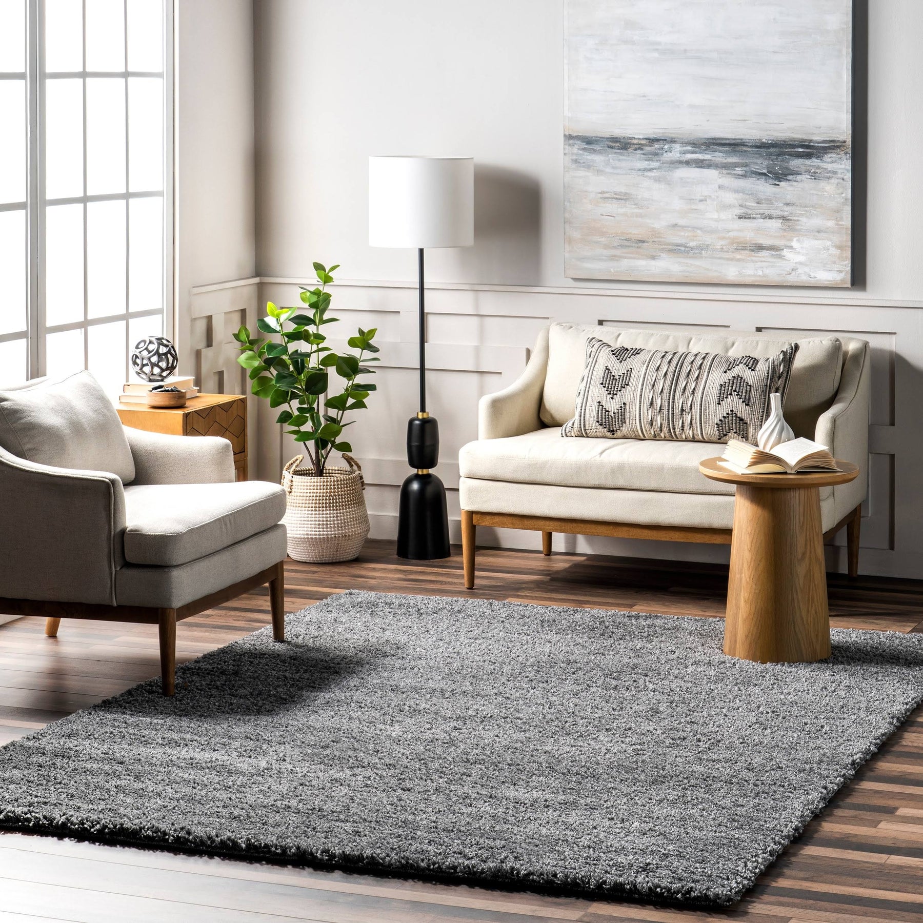 nuLOOM Marleen Plush Shag Gray 12 ft. x 18 ft. Area Rug - Product image 1