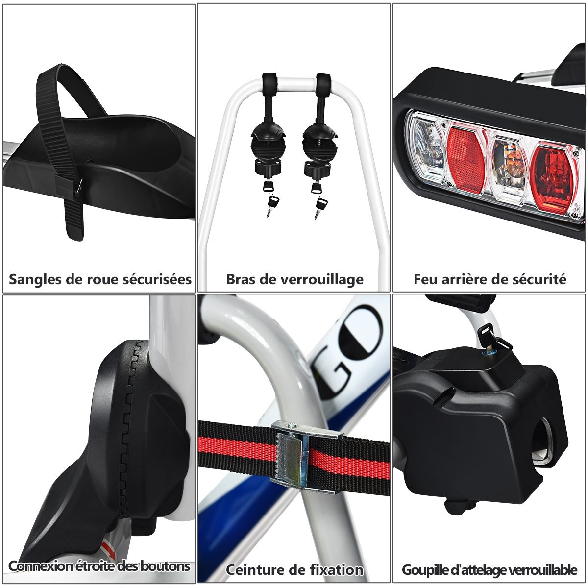 Bike carrier for hitch on SUV Sedan Van for 2 bikes Intelligent tilting design 113x72x63cm -