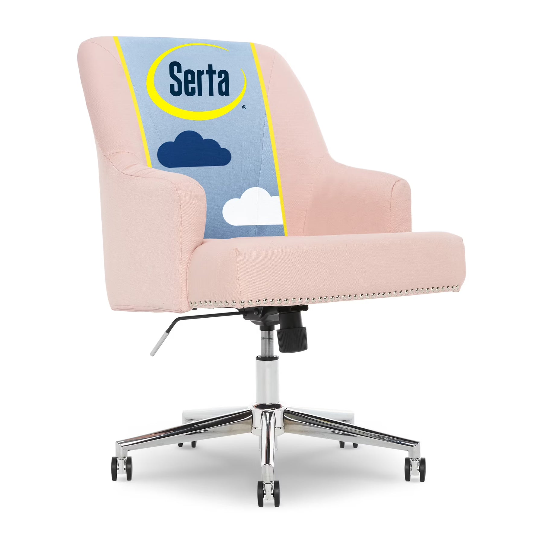 Serta Leighton Home Office Desk Chair Chrome Nailheads Twill Fabric Lilac Purple - Product image 9