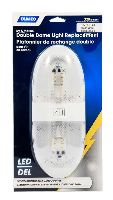 41321 Camco Dome Light- LED Clear Double Light Dome