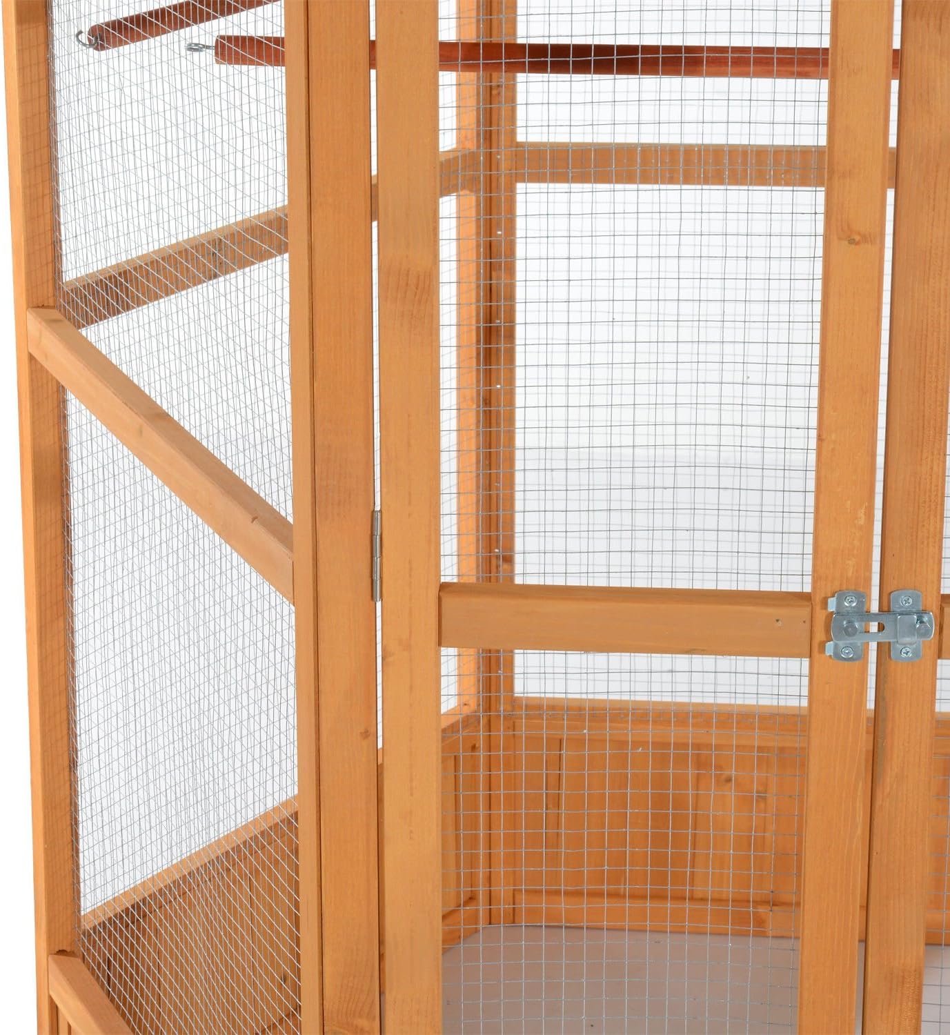 2025 Large Hexagonal Wooden Outdoor Aviary Bird Cage with Covered Roof -