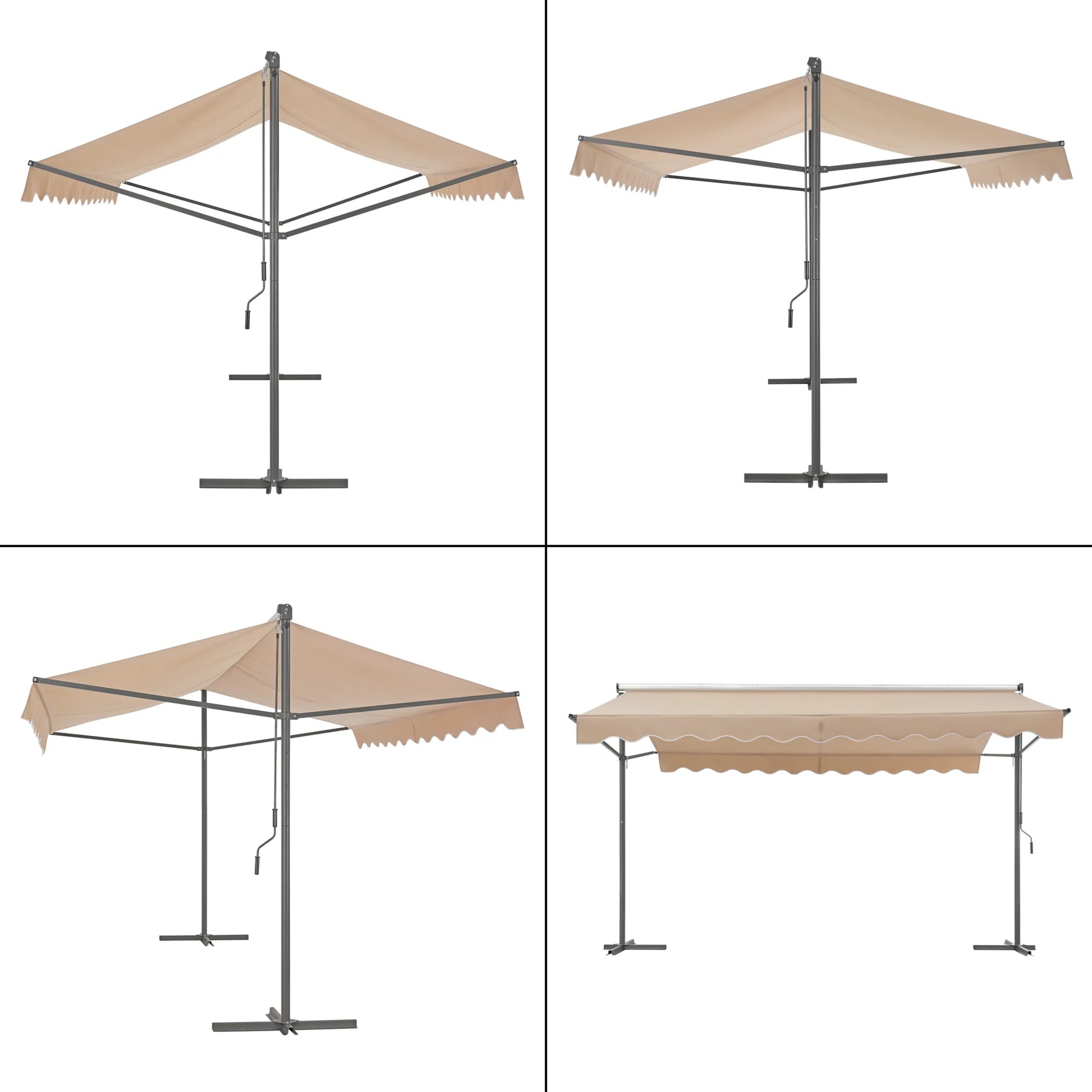 Self-supporting double slope awning 400 x 300 x 260 cm sand 03_0008295 -