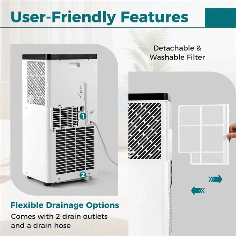 8000 BTU Portable Air Conditioner, 3-in-1 Floor AC Unit with Fan & Dehumidifier, Remote Control, 24H Timer - Product image 8