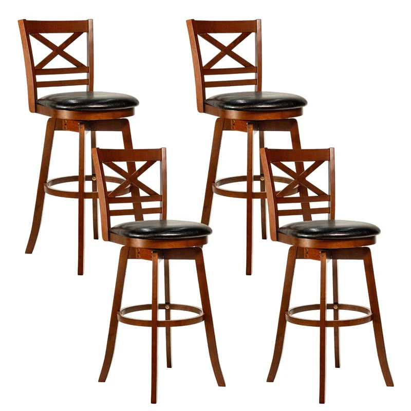 Set of 2 Swivel Bar Stools, 30.5" Bar Height Chairs with High Back & Faux Leather Upholstered Seat - Product image 8