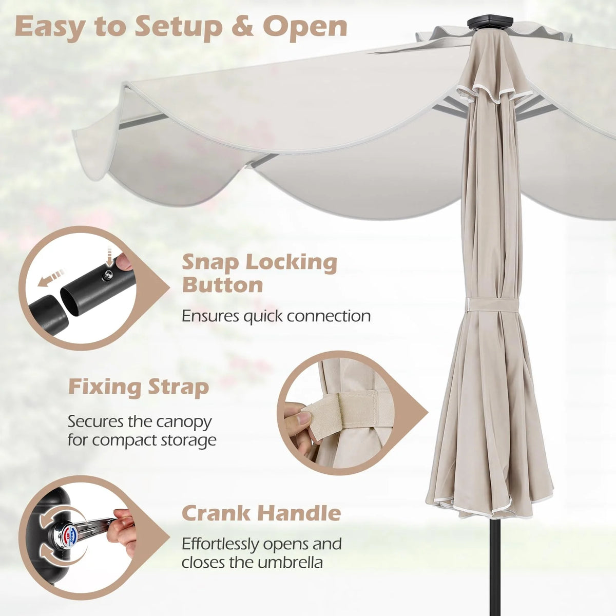 Tangkula 9 FT Solar Patio Umbrella with Base Included - Product image 8