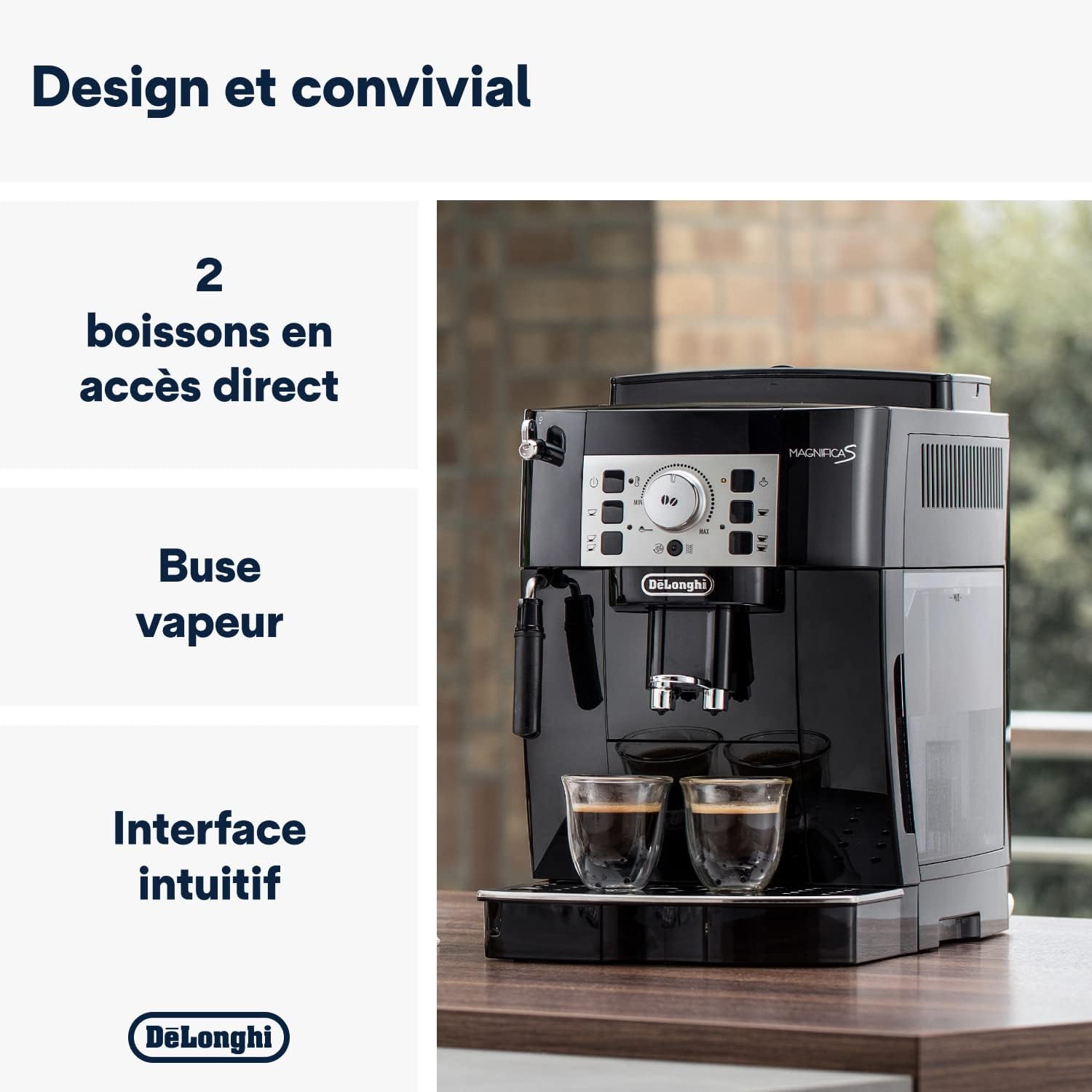 De'Longhi Magnifica S Bean Coffee Machine ECAM22.110.B, Espresso and Cappuccino Machine, 1.8L, Black [Amazon Exclusive]