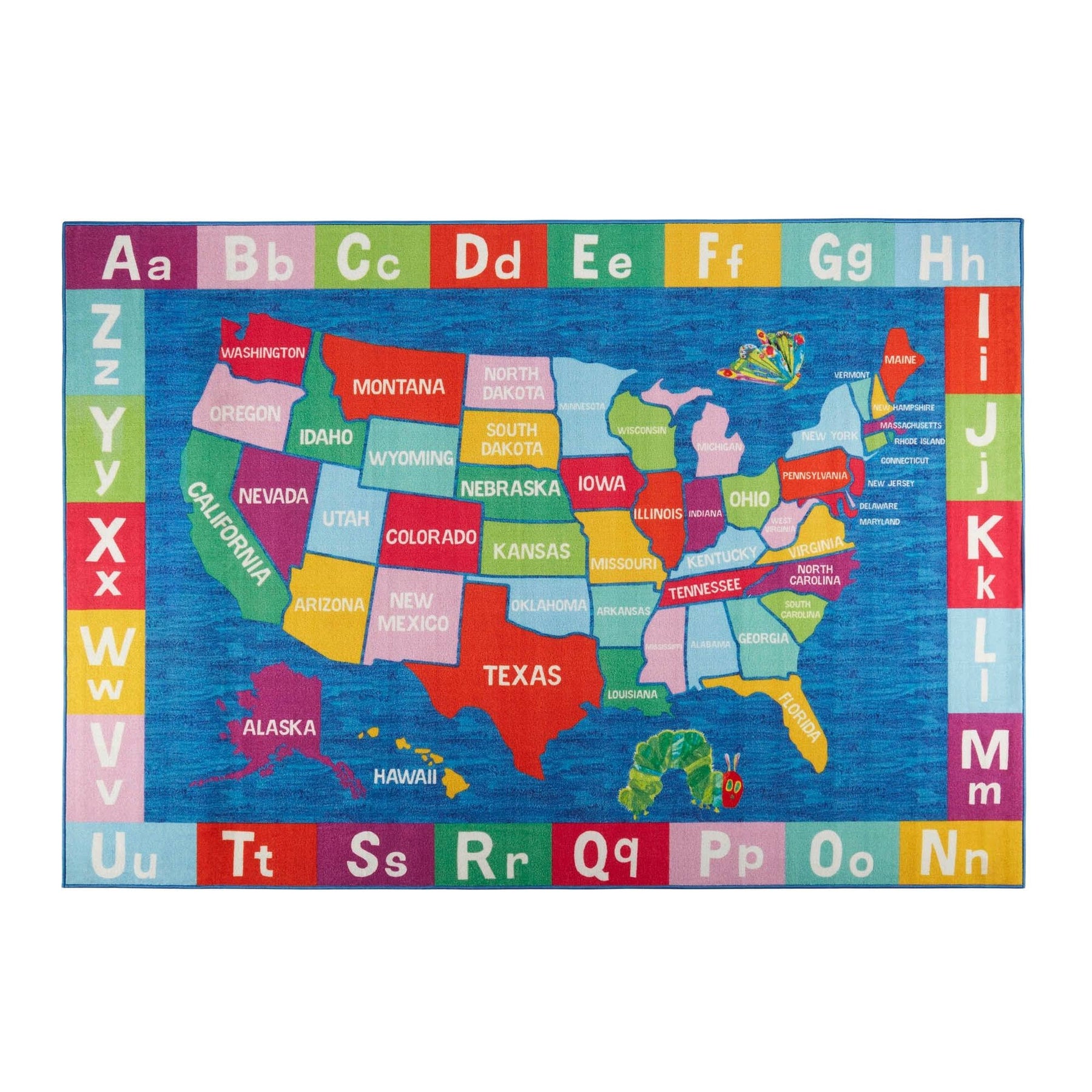 Eric Carle Elementary USA Map Area Rug, Blue - Product image 1