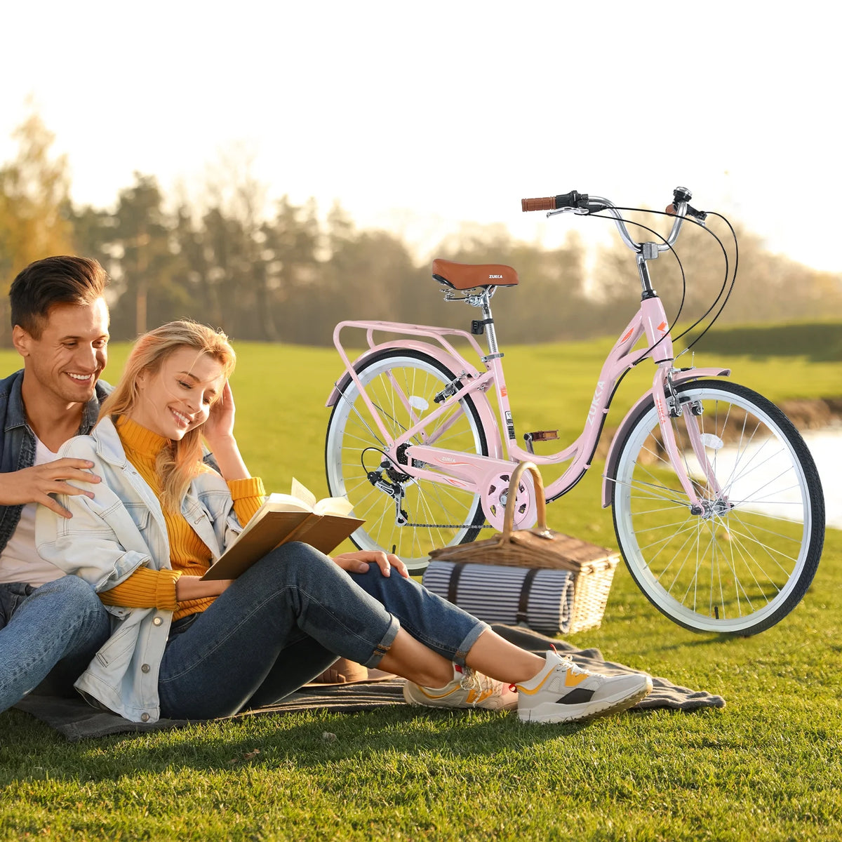 Aukfa 26" Cruiser Bike, 7 Speed Bicycle Hybrid Bikes for Women Girls Ladies, Arctic - Product image 24