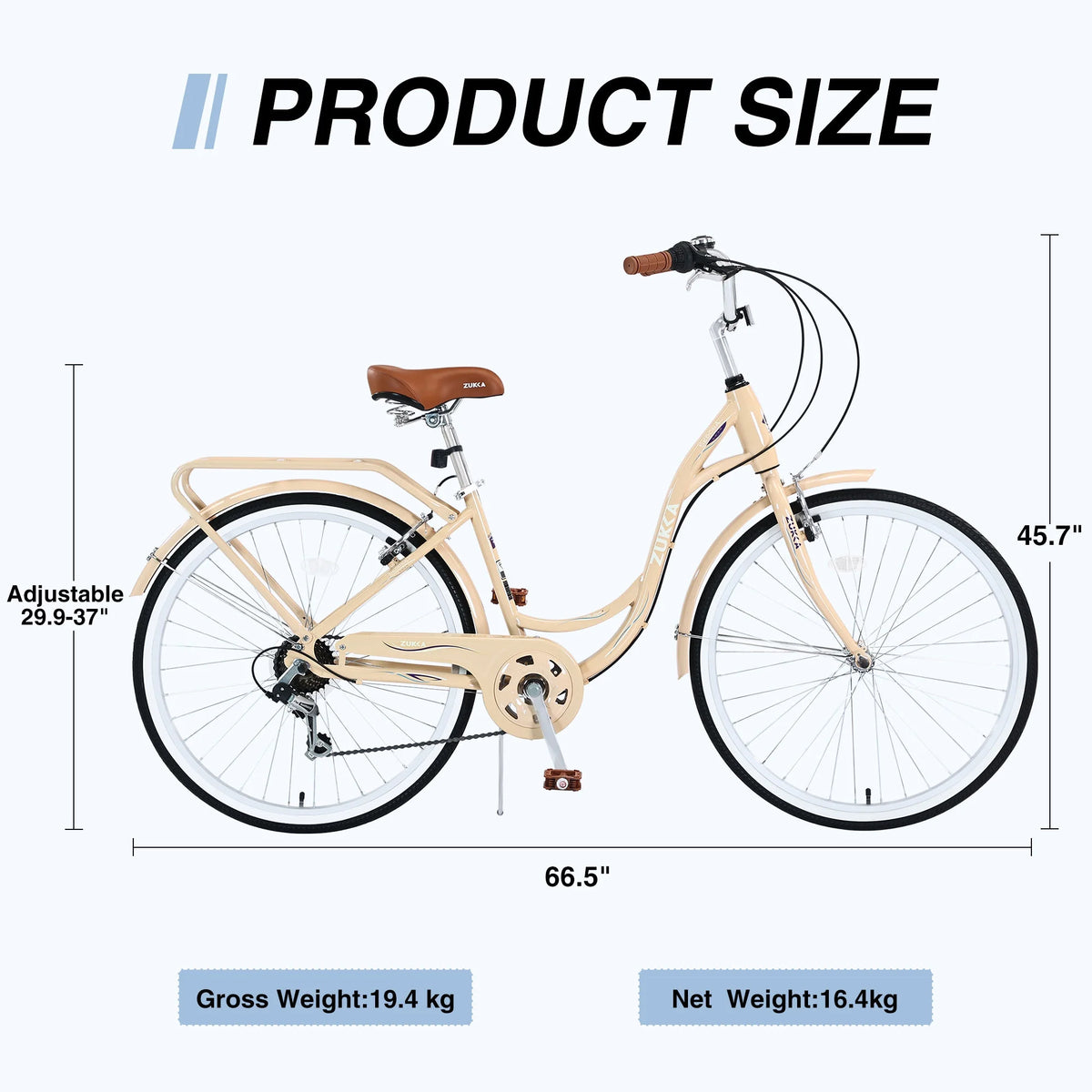 Aukfa 26" Cruiser Bike, 7 Speed Bicycle Hybrid Bikes for Women Girls Ladies, Arctic - Product image 18