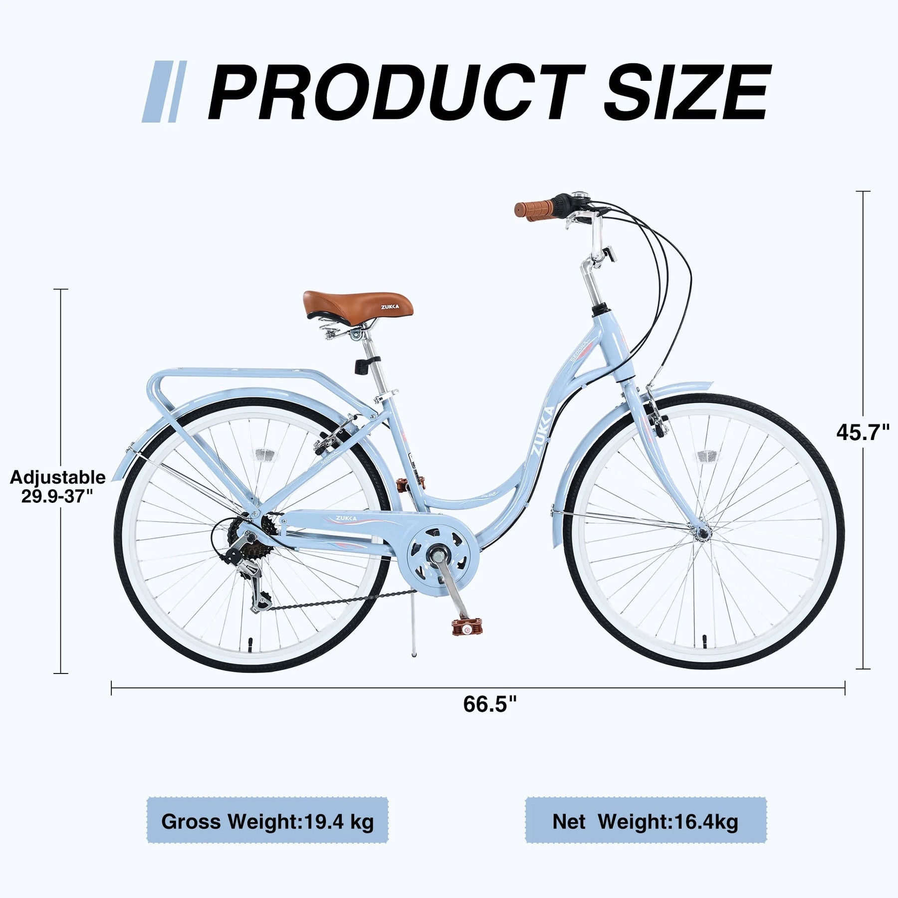 Aukfa 26" Cruiser Bike, 7 Speed Bicycle Hybrid Bikes for Women Girls Ladies, Arctic - Product image 9