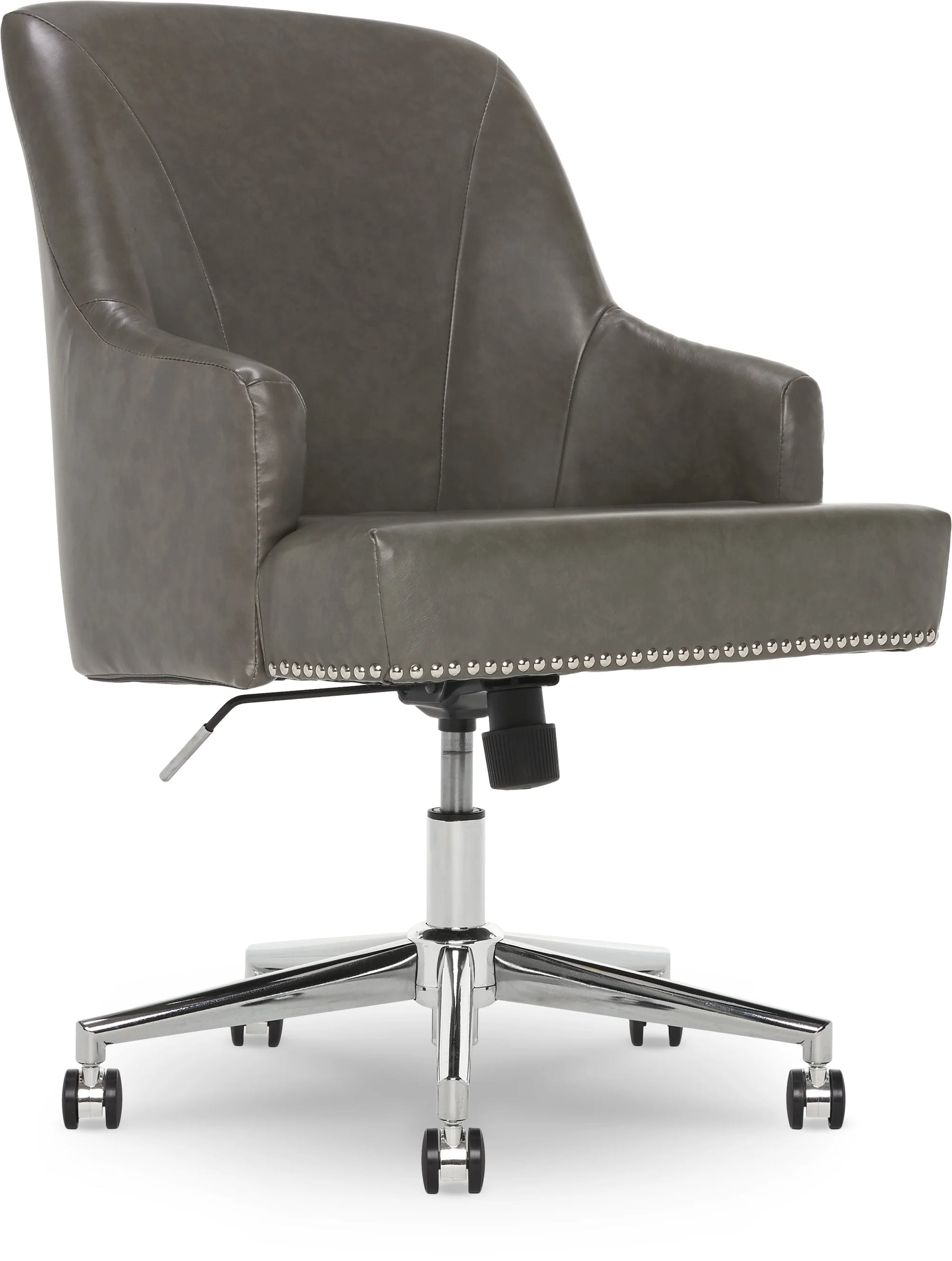 Serta Leighton Home Office Desk Chair Chrome Nailheads Twill Fabric Lilac Purple - Product image 40