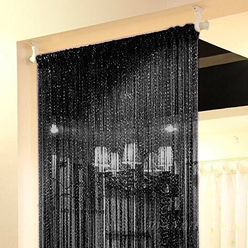 Topixdeals Rare Flat Silver Ribbon Door String Curtain Thread Fringe Window Panel Room Divider Cute Strip - Product image 1