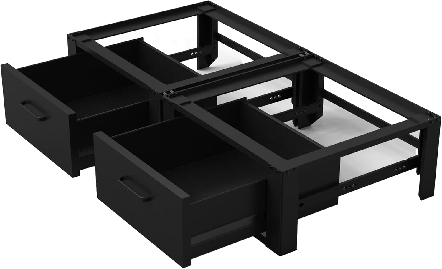 Vonia Double Riser for Washing Machine and Tumble Dryer – With Drawer – Robust Washing Machine Stand – Black