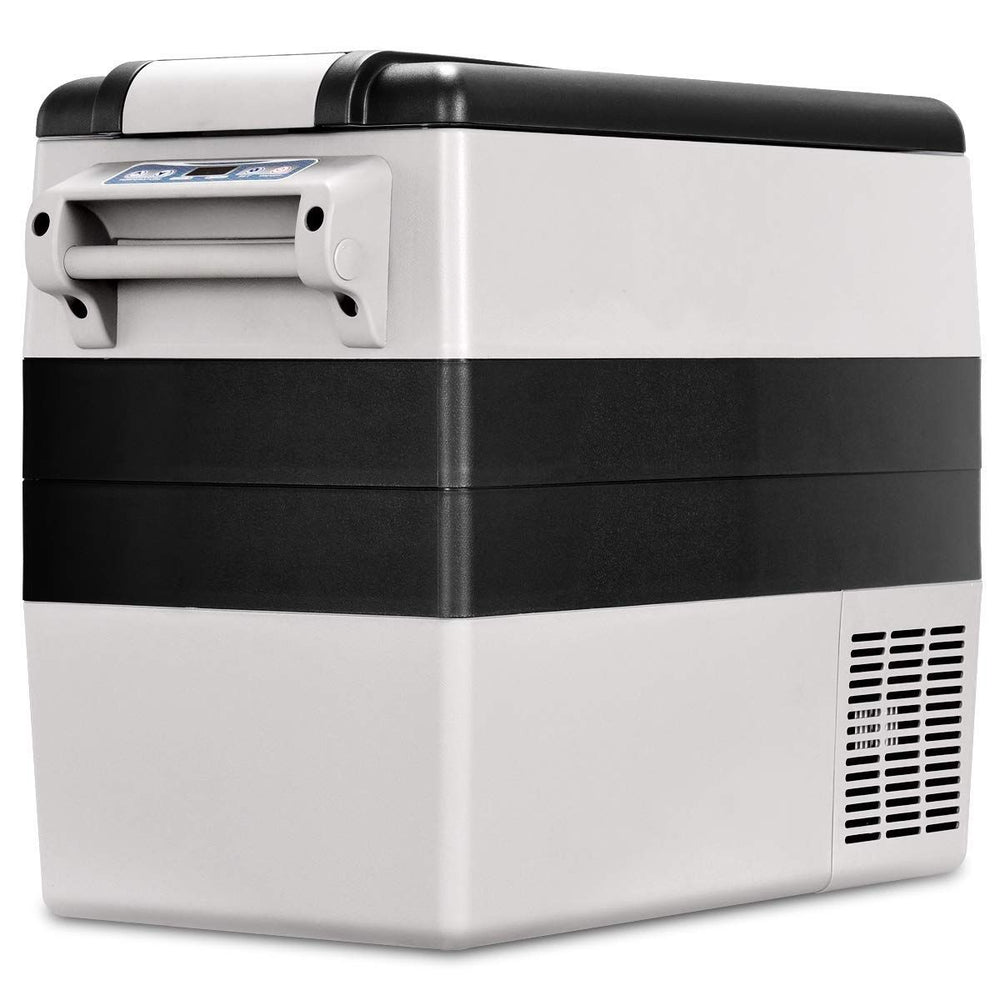 52l Car Fridge -20+10Mini Portable Fridge Lcd Screen Adapter 69x34.5x52.5cm Black+Grey