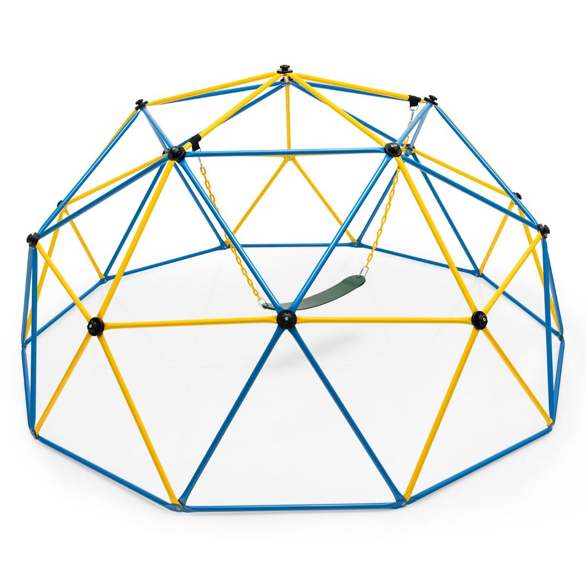 305cm Climbing Dome with Swing Metal Climbing Cage Max Load 363kg Indoor Outdoor for Children 3-10 Years Old Yellow/Red -