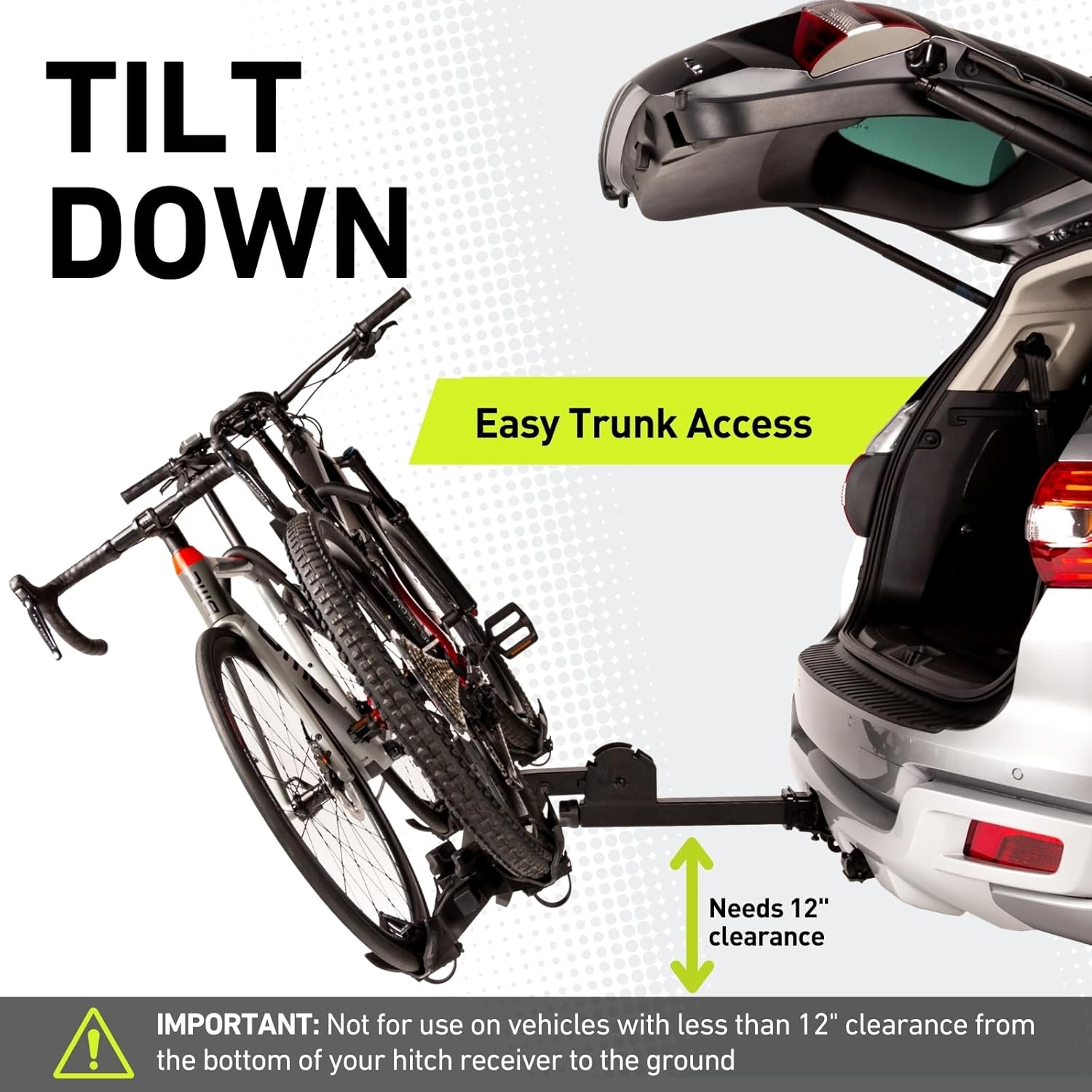 Vibrelli Electric Bike Hitch Rack - 2 Electric Bike Racks for Fat Tires, Mountain Bikes, Standard Bikes - 65 lbs Per Bike - Patented Anti-Wobble - Cars and SUVs - Platform