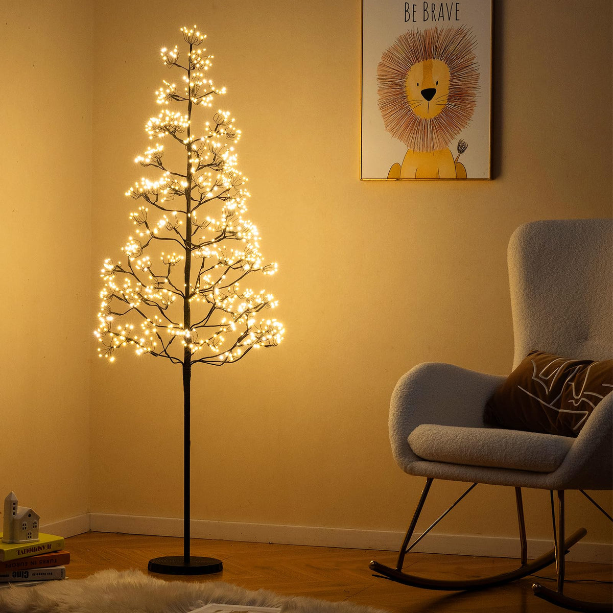 5/6/7 FT Lighted Alpine Tree for Christmas, Pre-lit Artificial Cedar Tree with Weighted Base - Product image 2