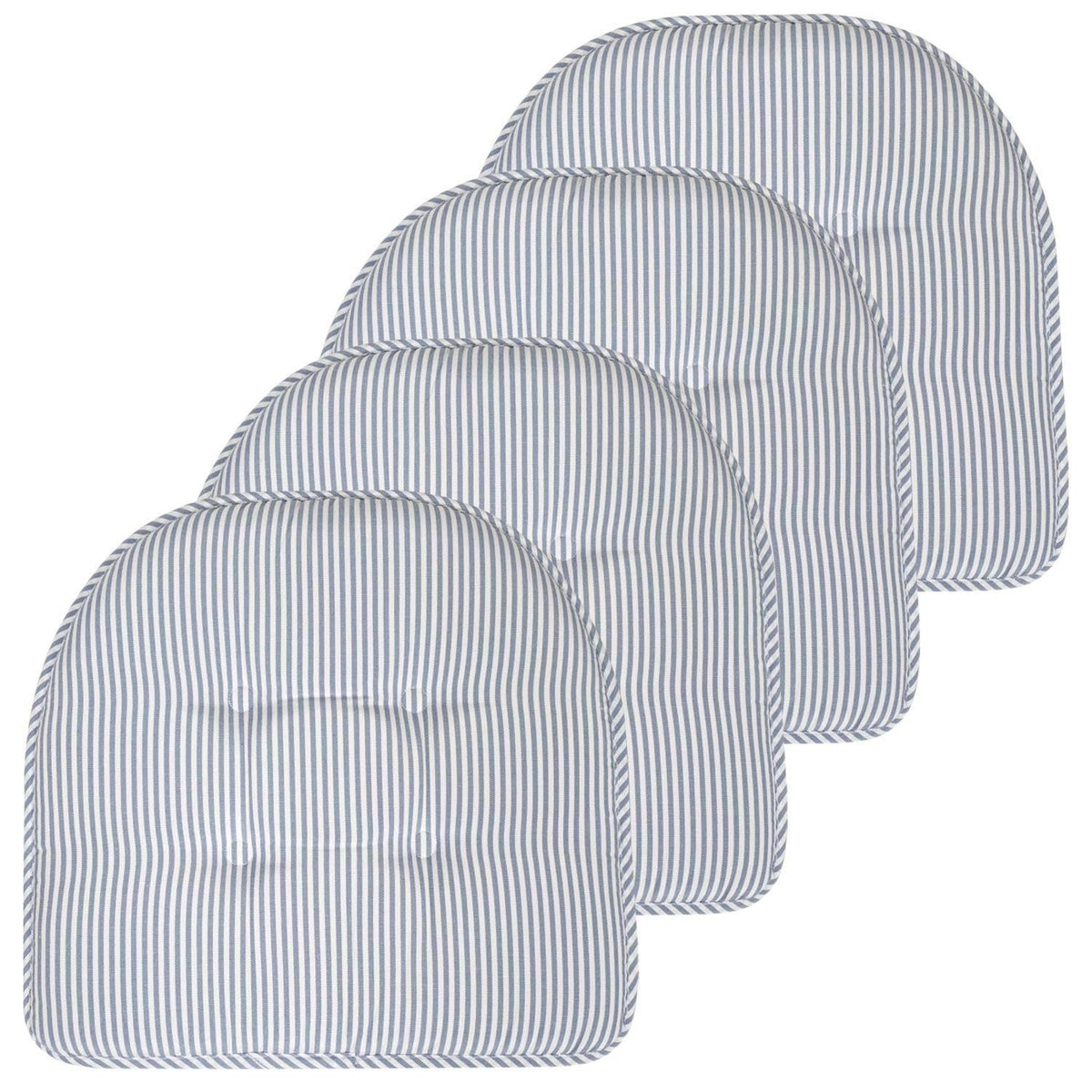 Sweet Home Collection Pinstripe U Shaped Memory Foam Chair Pad 12 Pack, Grey - Product image 1