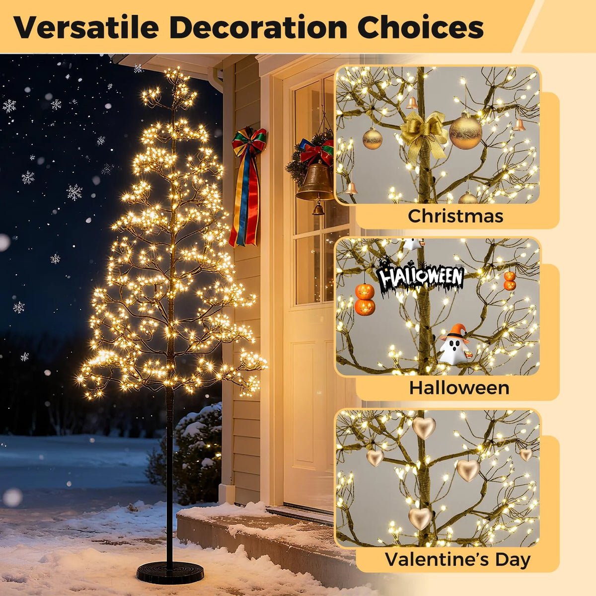 5/6/7 FT Lighted Alpine Tree for Christmas, Pre-lit Artificial Cedar Tree with Weighted Base - Product image 7