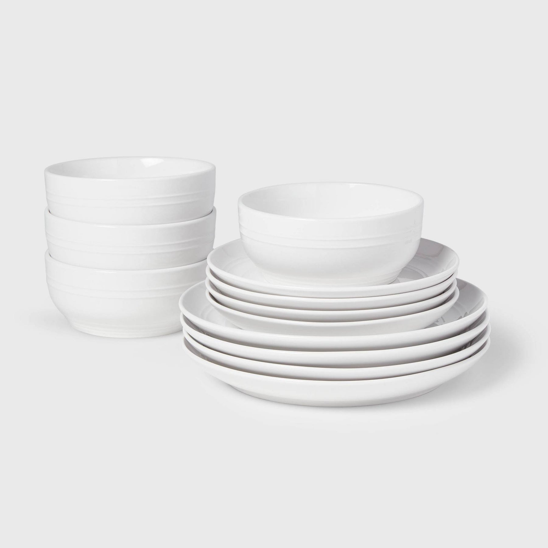 12pc Stoneware Westfield Dinnerware Set White - Threshold