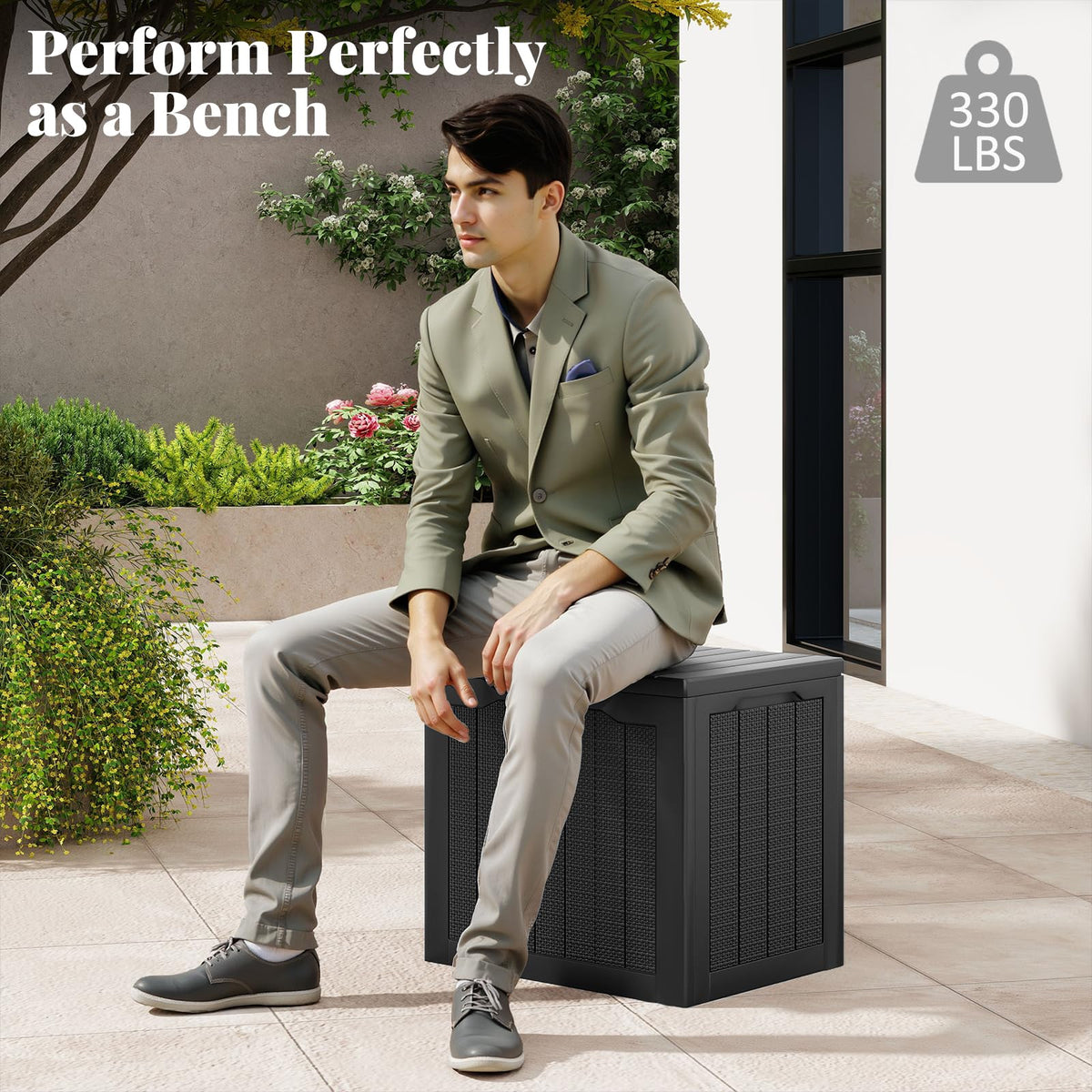 Tangkula 30 Gallon Resin Outdoor Storage Bench with Lockable Lid - Product image 7