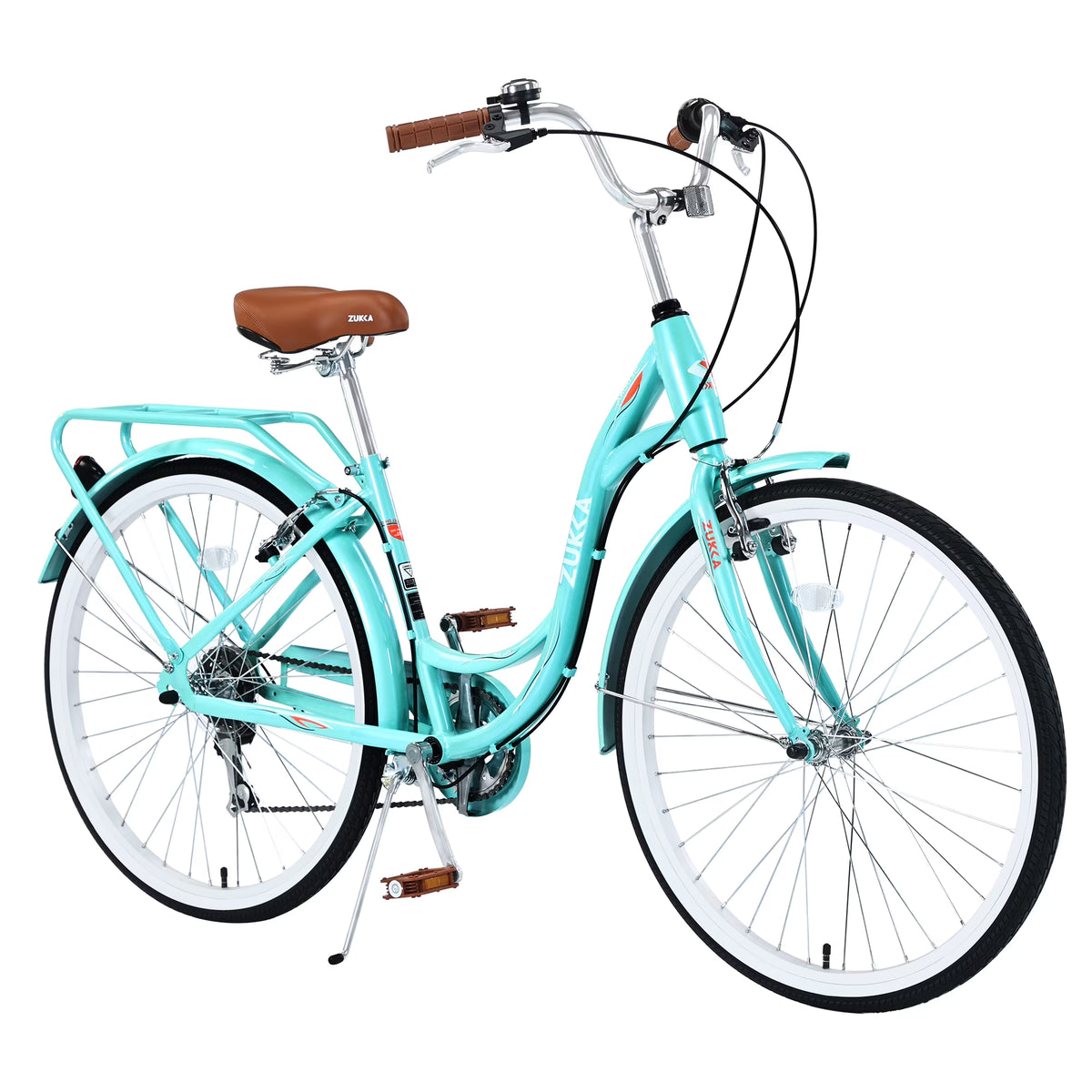 Aukfa 26" Cruiser Bike, 7 Speed Bicycle Hybrid Bikes for Women Girls Ladies, Arctic - Product image 1