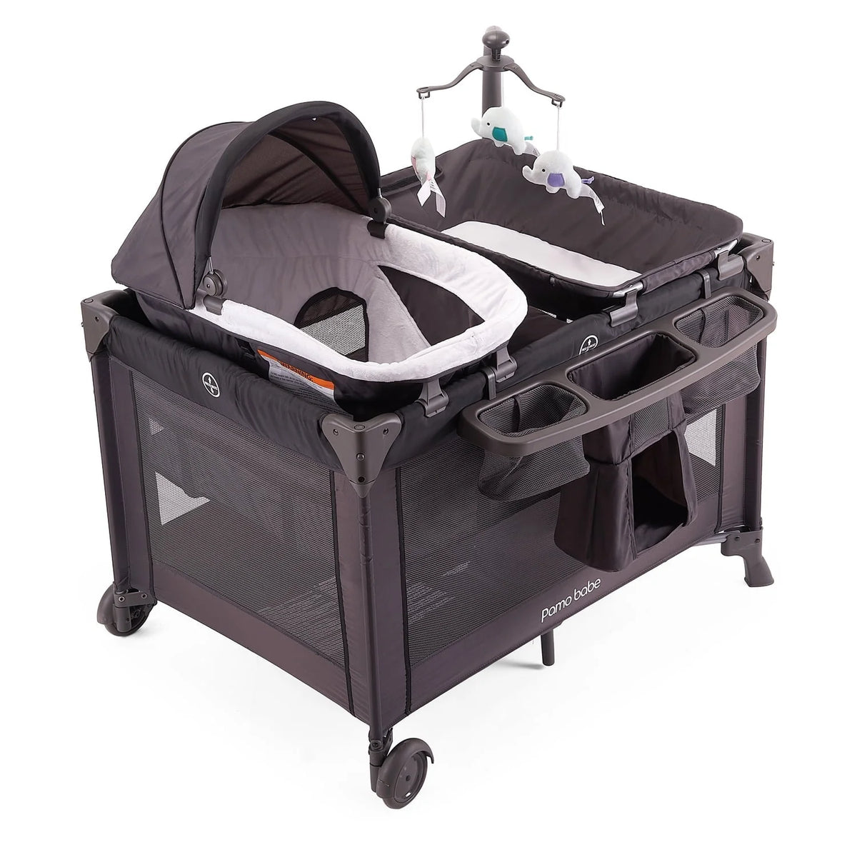 Pamo Babe Unisex Nursery Center Playard with Bassinet & Changing Table, Black - Product image 8