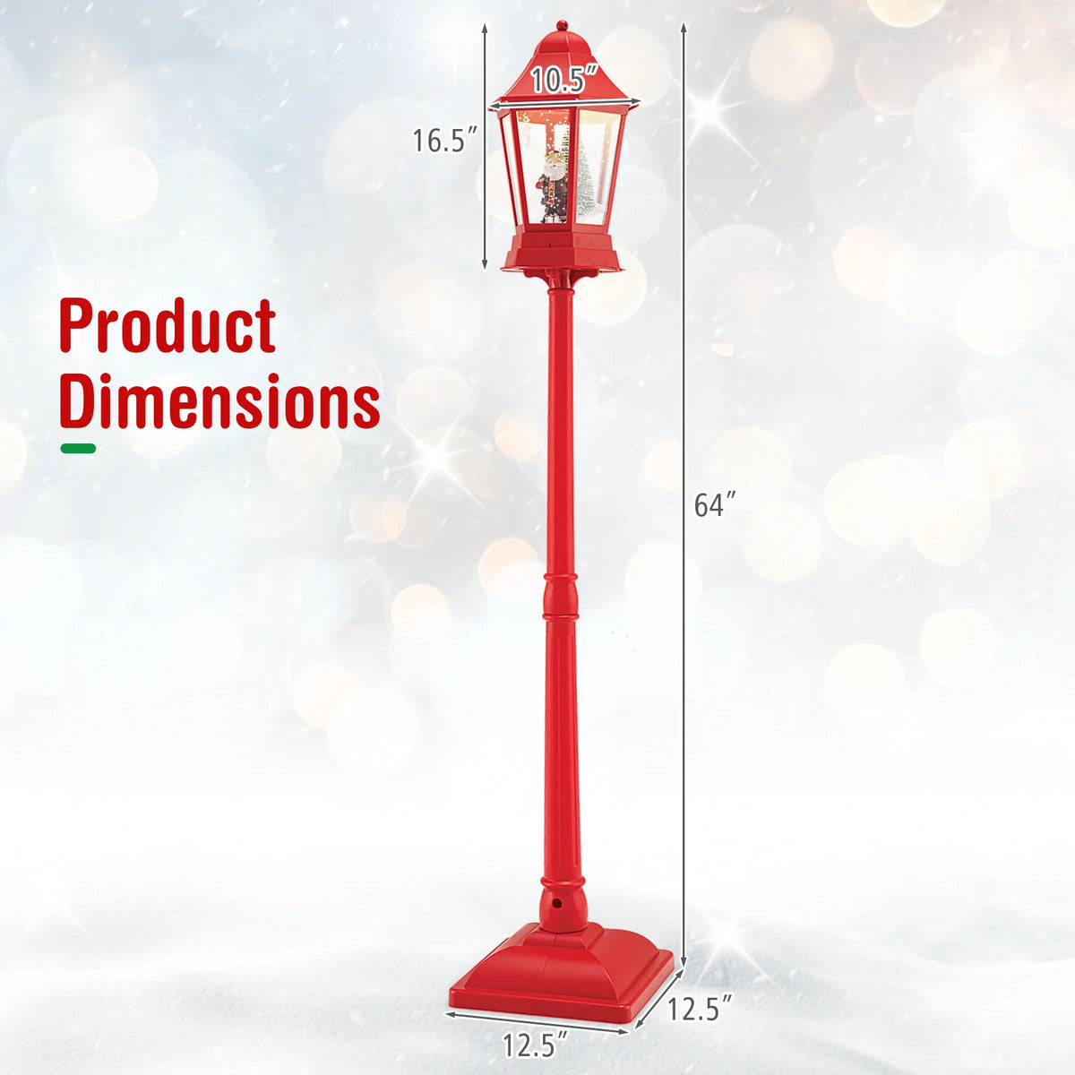 5.3 Ft Musical Christmas Street Lamp, 2-in-1 Lamp Post & Tabletop Lantern - Product image 9