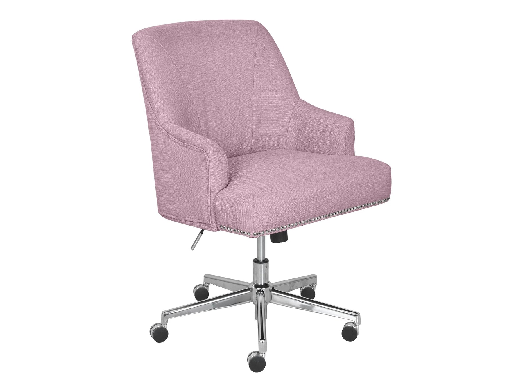Serta Leighton Home Office Desk Chair Chrome Nailheads Twill Fabric Lilac Purple - Product image 4