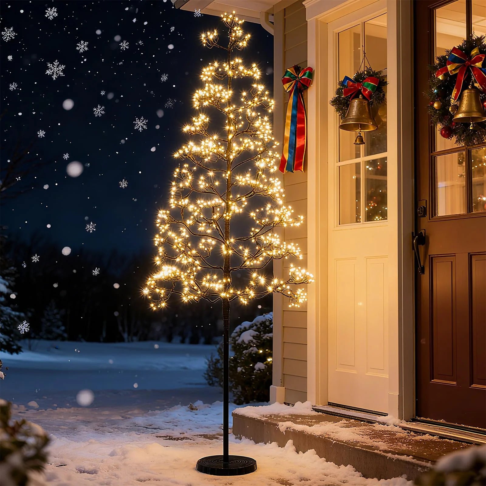 5/6/7 FT Lighted Alpine Tree for Christmas, Pre-lit Artificial Cedar Tree with Weighted Base - Product image 1