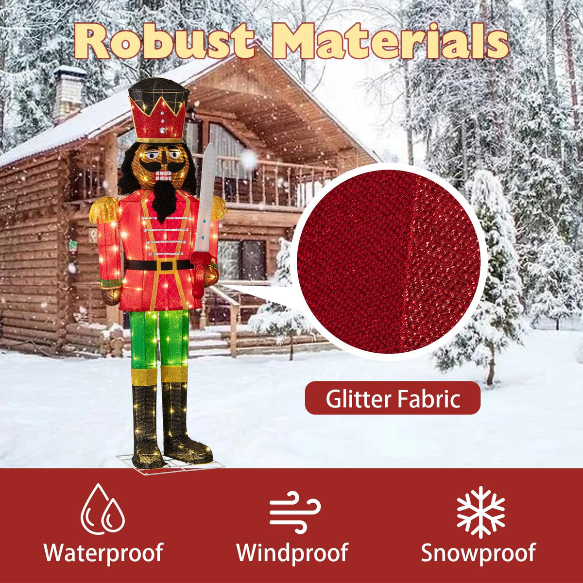 Tangkula 5 FT Lighted Christmas Nutcracker with Glitter Sword - Product image 6