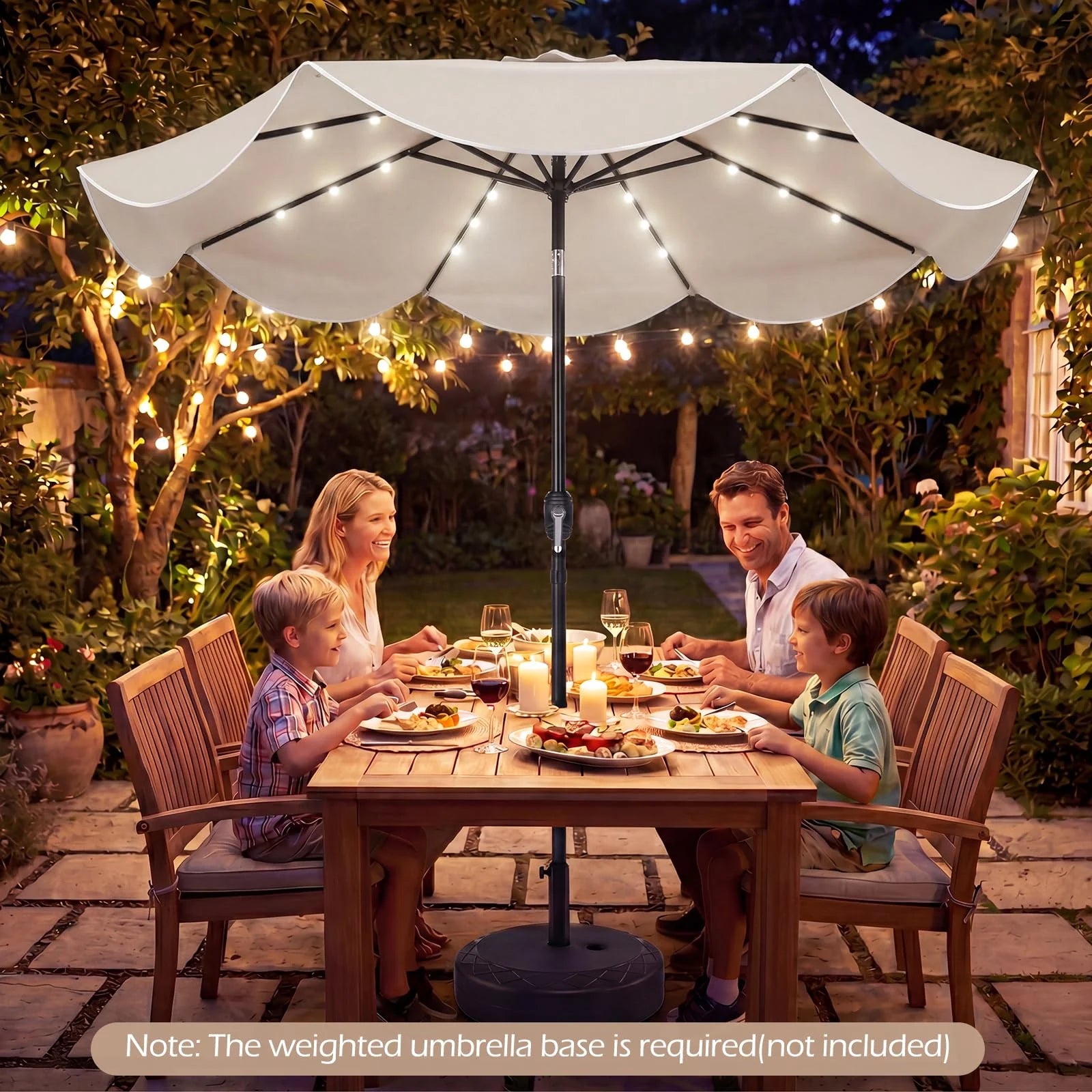 Tangkula 9 FT Solar Patio Umbrella with Base Included - Product image 2