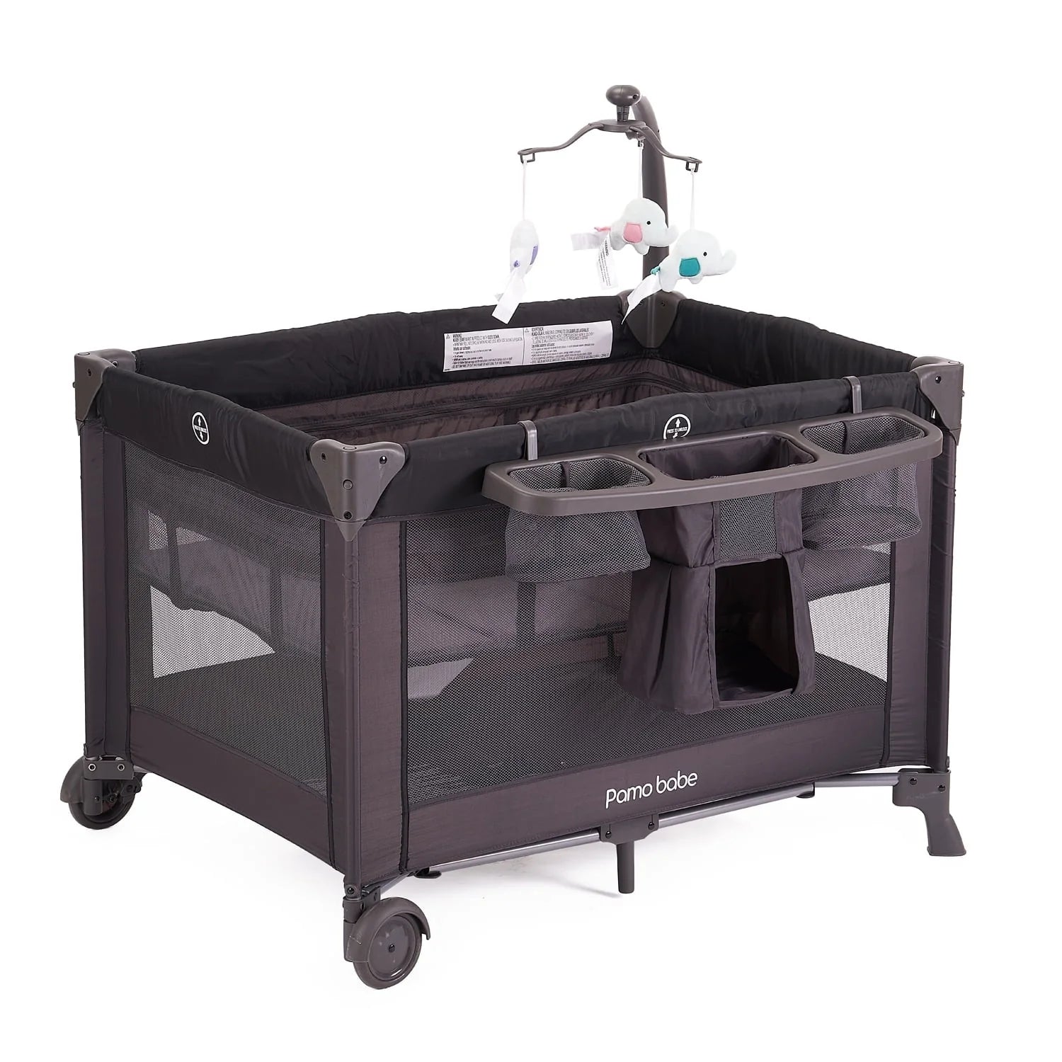 Pamo Babe Unisex Nursery Center Playard with Bassinet & Changing Table, Black - Product image 5